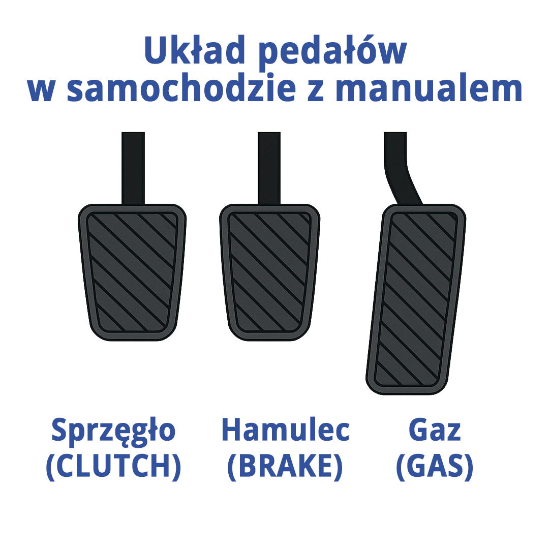 Sistema de pedais em um carro manual – embreagem, freio, acelerador