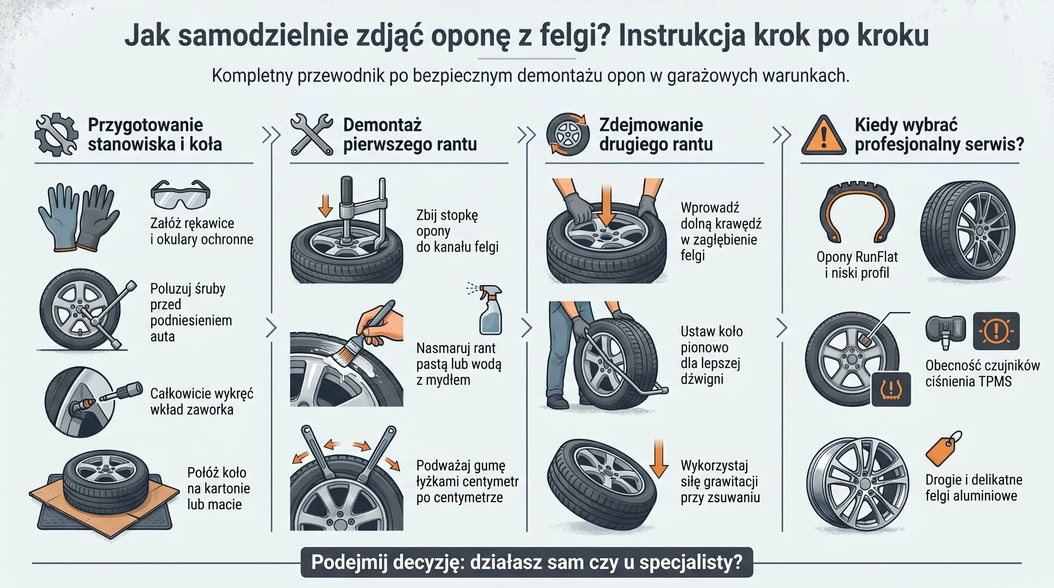 Jak samodzielnie zdjąć oponę z felgi? Instrukcja krok po kroku