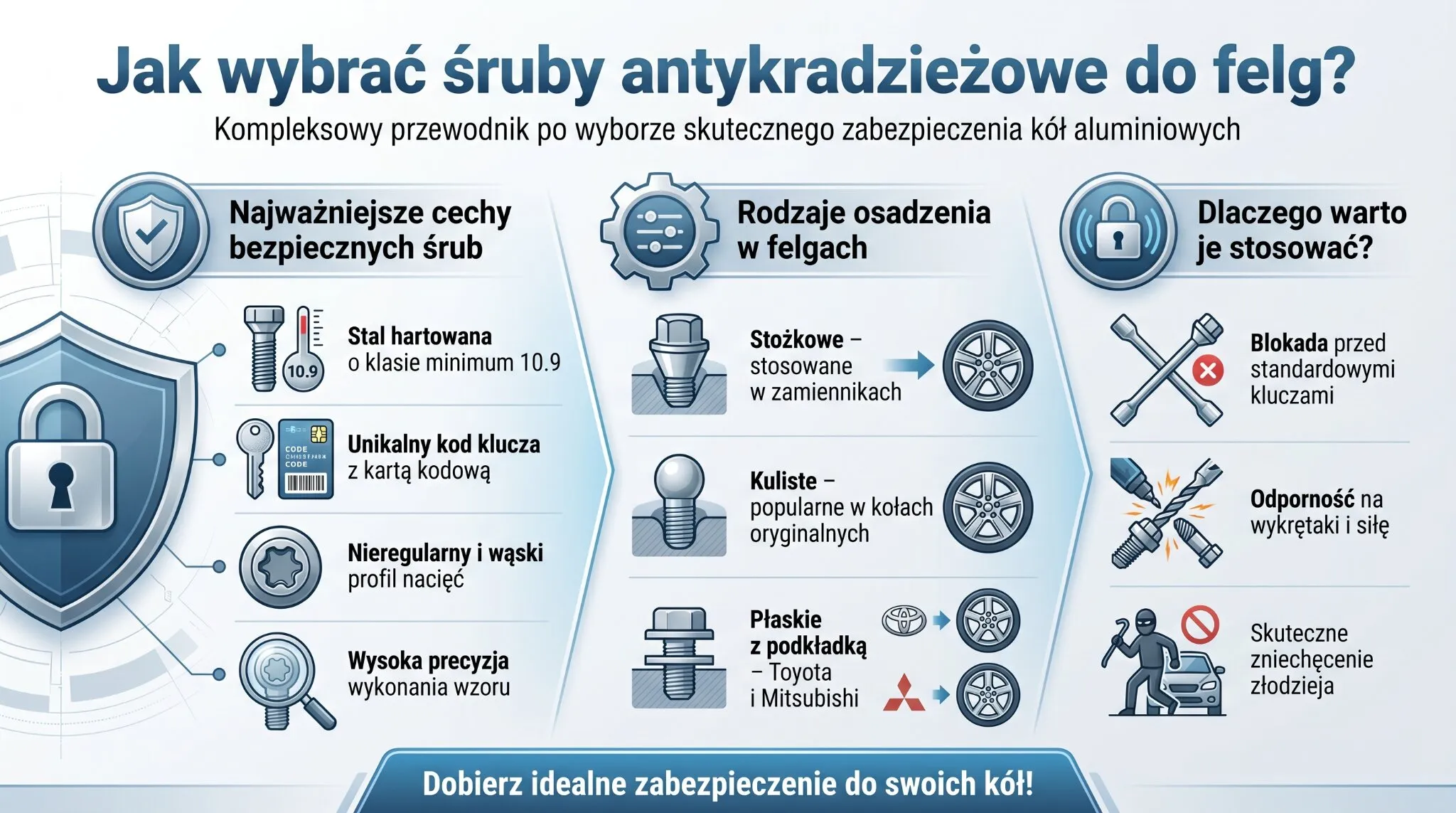 Jak wybrać śruby antykradzieżowe do felg?