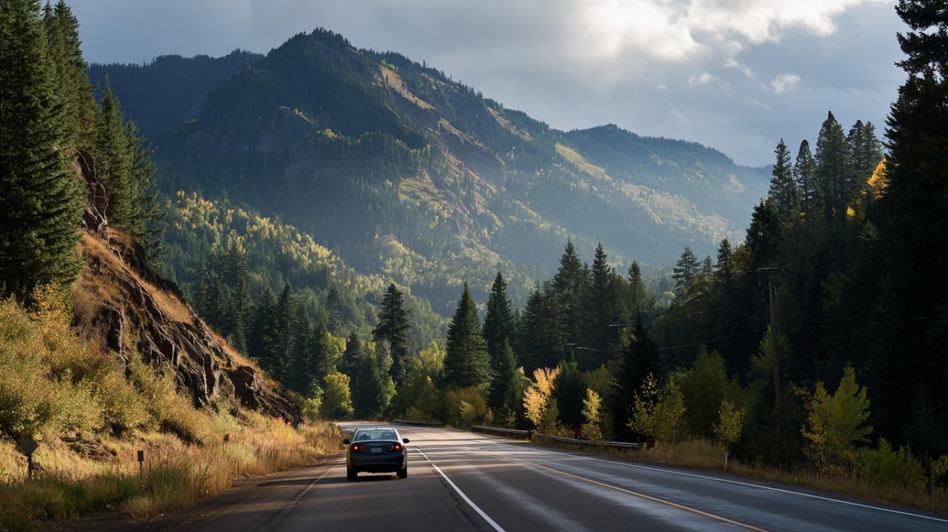 Samochód na drodze w górach