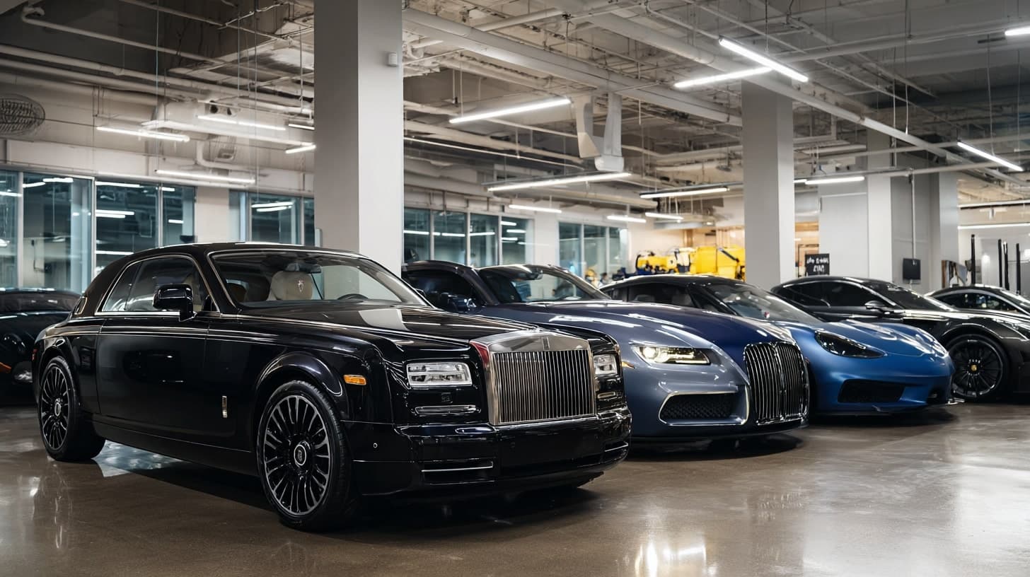 Kolekcja luksusowych samochodów w różnych kolorach