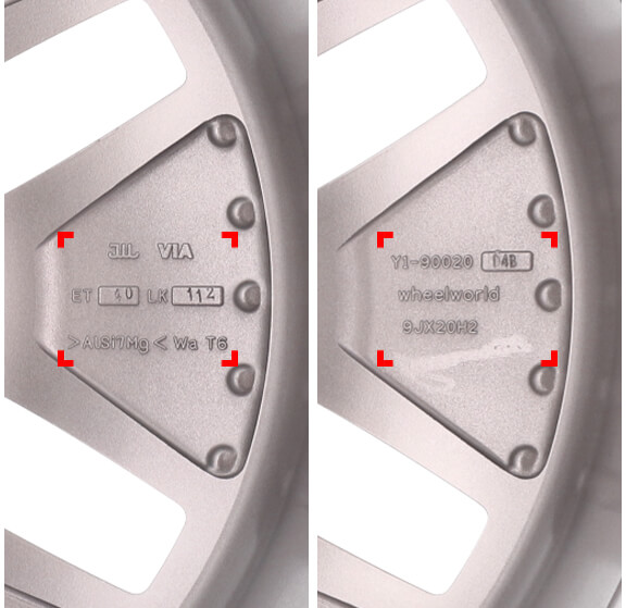 Where can you find the markings on an alloy wheel?