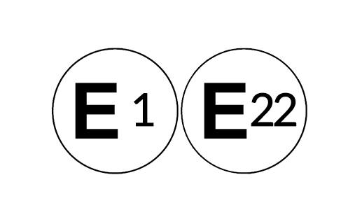 Llantas con homologación de piezas de coche E1. Llantas con homologación de autopartes E22.
