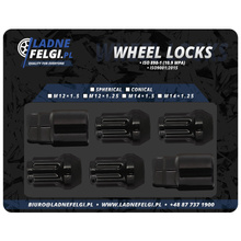 Piulițe de blocare pentru jante din aluminiu M12x1.5 / închise / negre / K19/21